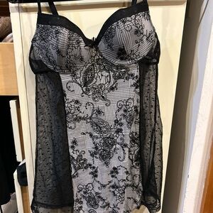 Indulge Black and White Floral Chemise